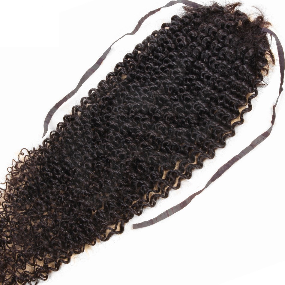 100％人間の髪の髪の変態な巻き描画ポニーテール140g、髪の伸びの中のバージンブラジルのクリップ、16-30インチの巾着ポニーテールクリップイン
