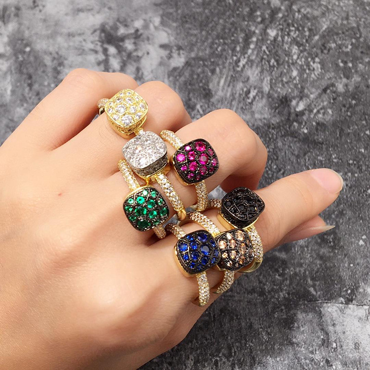 

2020 trendy micro zircon diamond honeycomb color diamond ring gold rim wedding rings designer jewelry womens rings