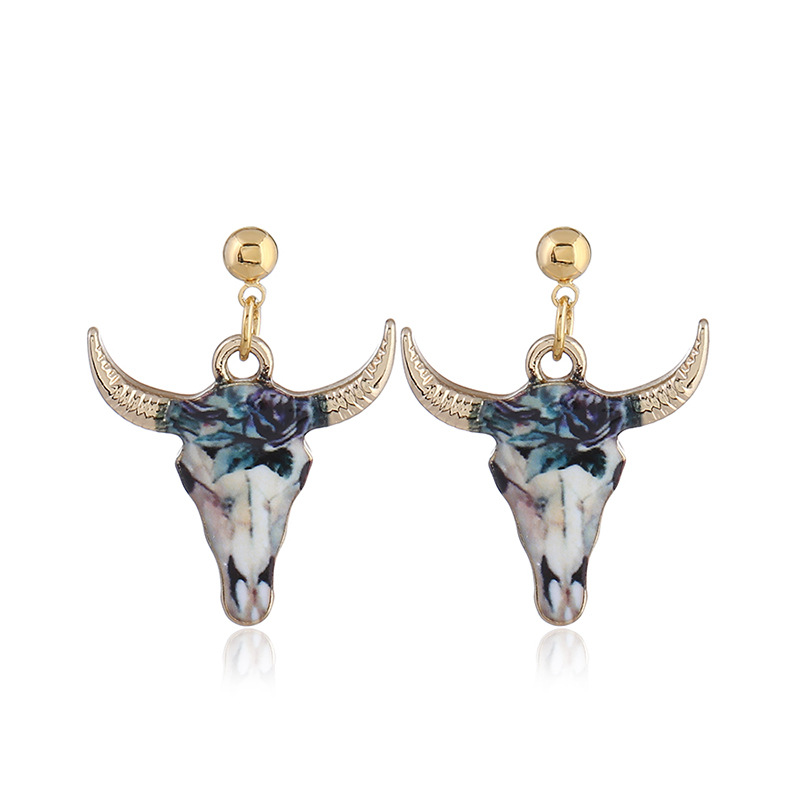 

summer jewelry dangle earrings bull with horns head enamel animal earrings women's for party gift drop shipping wholesale and retail