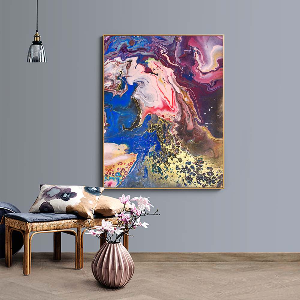 Senza Cornice 50 x 70 x 3 Pezzi Quadro Minimalista Astratto Geometrico su Tela Rosa Blu Quadri da Parete Arte Poster per Salotto Arredamento Interno casa