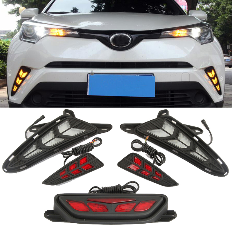 For Toyota CHR C-HR 2017 2018 LED DRL Daytime Running Lights Rear Bumper Fog Lamp Turning Signal Brake Taillight Warning Light-image-429514516