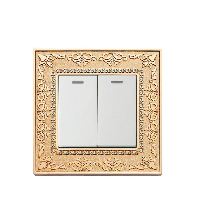 

2 Gang 1 way / 2 way Gold color panel wall switch and 10A 220-250V lamp switch