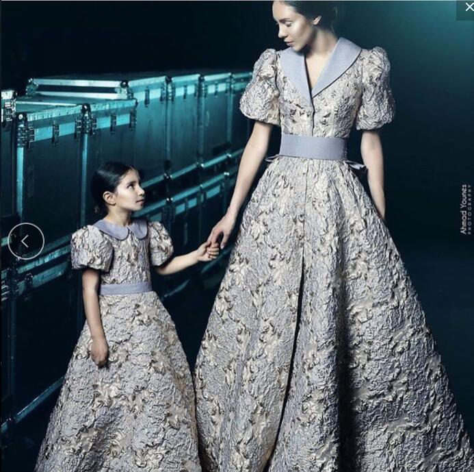 

Evening dress Yousef aljasmi Kim kardashian Puffy sleeve V-Neck Ball gown Parent-child dress Almoda gianninaazar ZuhLair murad Ziadnakad, Same with picture