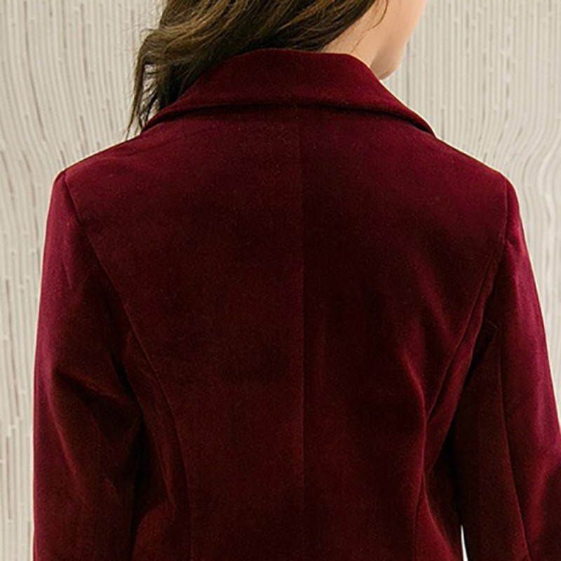 Rot L Huaheng Damen samt Blazer Slim Lang/ärmelig Ol Formell Arbeit Anzug Herbst Jacke