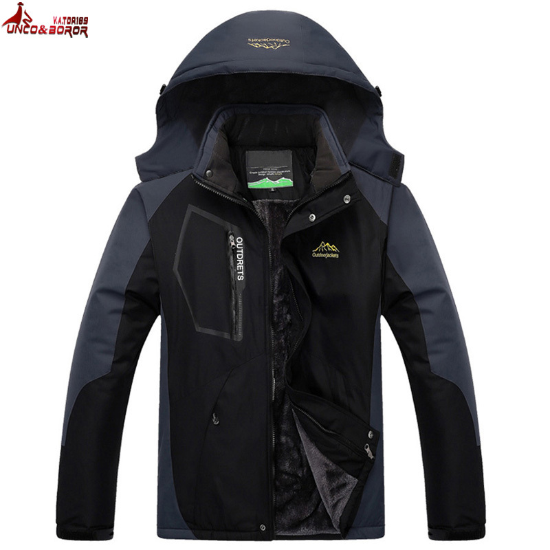 UNCO&BOROR plus size L~7XL 8XL Winter Jacket Men Thick Velvet Warm Coat Thermal Windproof waterproof male military hooded parka D18101001