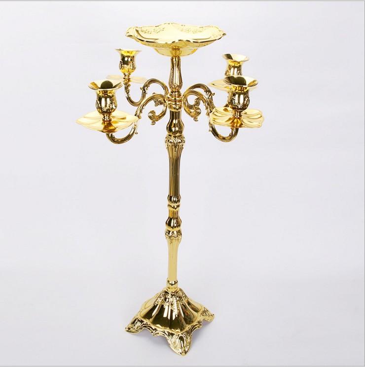 

Top rated gold plated floor candelabra 83cm metal candle holder, pure gold candleholder with nice flower bowl