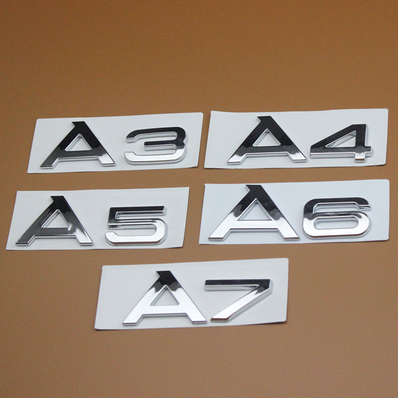 

1pcs New Car styling high quality ABS Car Emblem Rear Number Letter sticker for Audi A3 A4 A5 A6 A7 A4L A6L A8L Car Sticker, Black