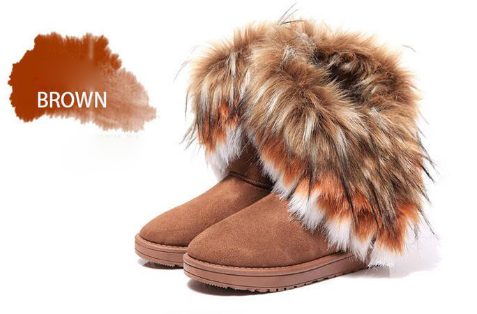 Hot Free shipping Fashion Rabbit hair and Fox Fur In tube Color matching warm snow winter boots for women & ladies boots