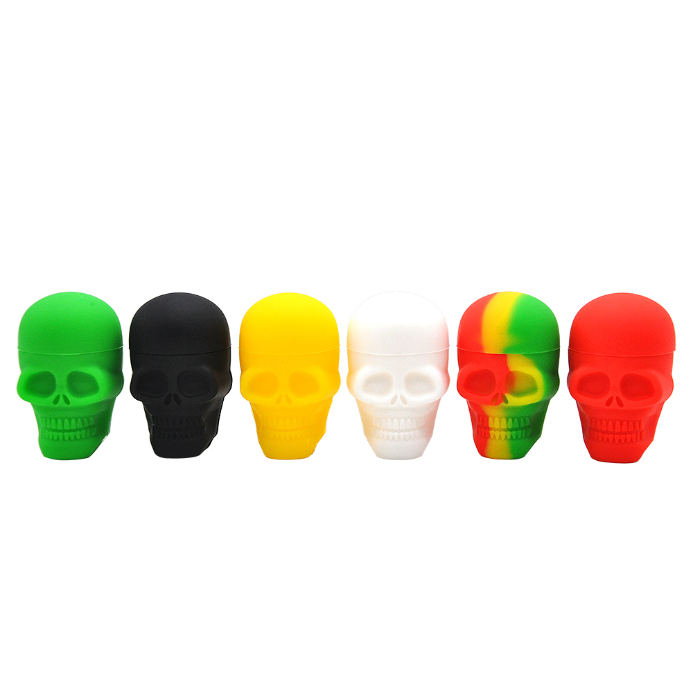 

Skull shape Silicone Dab Container Multi Color Screw Top 15ML 3ML Non-stick Dab Container Wax Jar