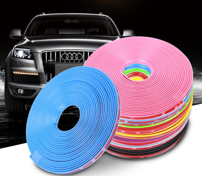 

8m*9mm Colorful Car Auto Hub Trim Decoration Anti-Collision Strip Wheel Rim Protector Ring Wheel Tire Motorcycle Edge Changer Guard Decals