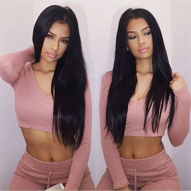

150 Density Brazilian Straight Lace Front Human Hair Wigs For Black Women Cheap Brazilian Human Hair Lace Front Wigs With Baby Hair, Natural color