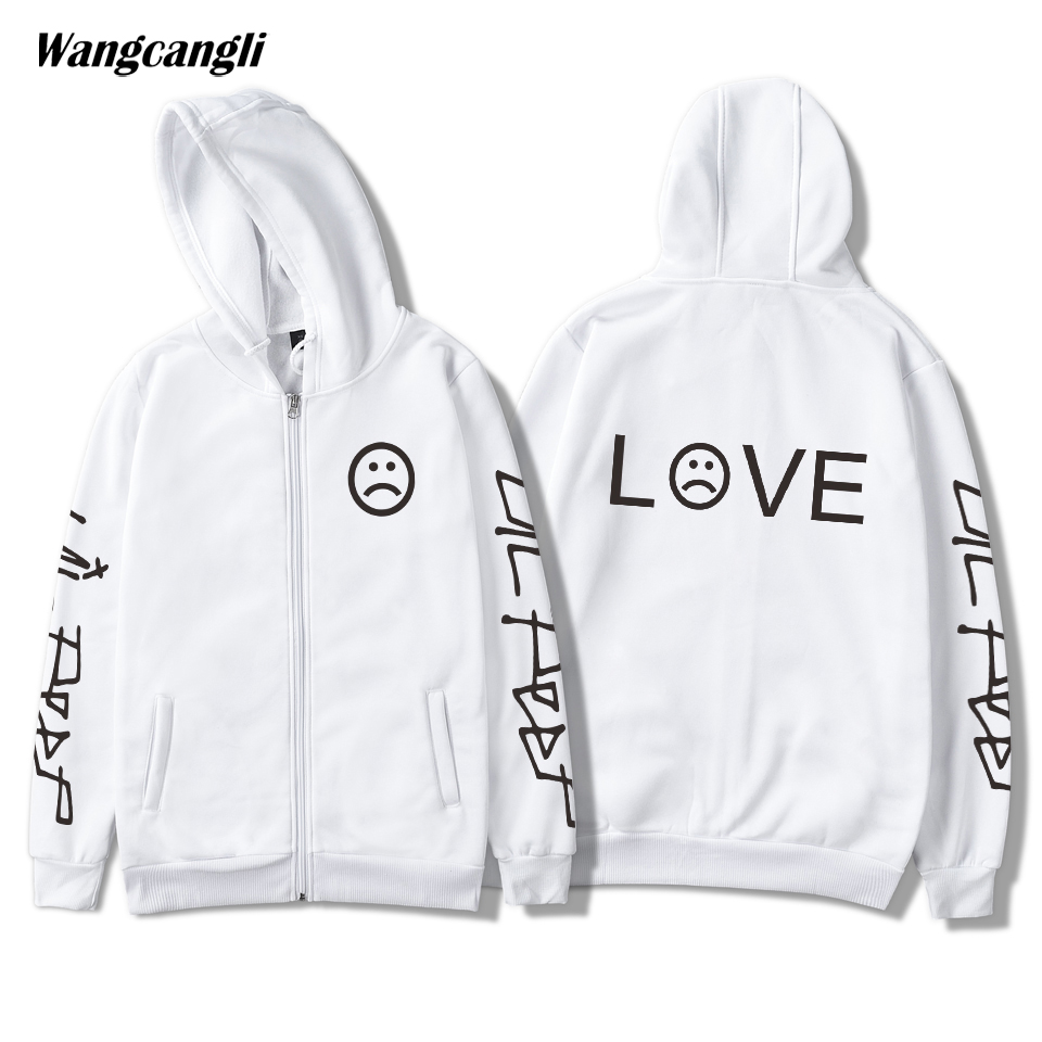

new2018 trendy lil peep r.i.p. love pattern men/women zipper hoodies casual hipster brand harajuku zipper sweatshirts 4xl, Black