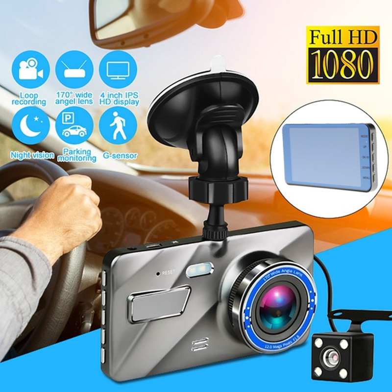 

Most popular car DVR 2Ch dash camera driving video recorder full HD double cams 1080P 170 degrees 4" WDR motion detection parking monitor