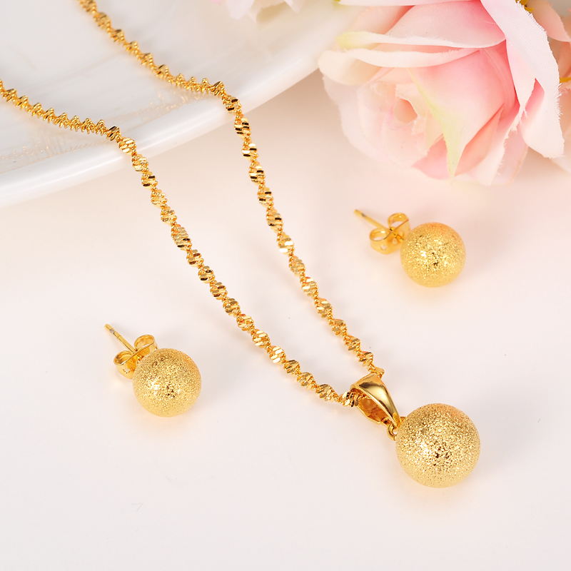 

Beaded Pendant Earrings set Gold Color Ball Earring Jewelry Wedding Item for Arab African Ethiopian Indian, Black