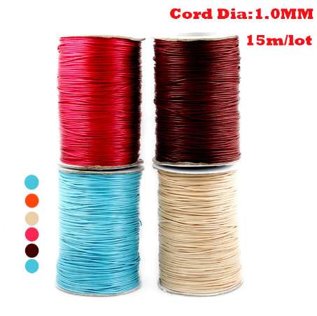 

1MM Wax Cord 15m/lot Multi Colors Available Jewelry Cord for Bracelet & Necklace Making PS-FXT007