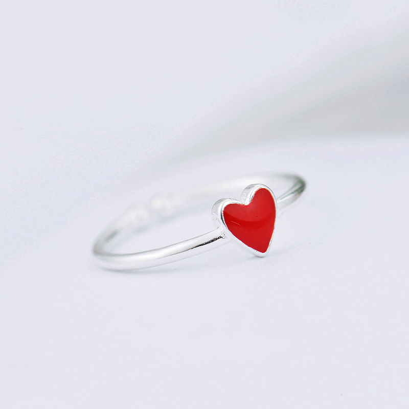 

New Hot Vintage Red Heart Rings for Women Adjustable Small Heart Ring Set Party Fashion Jewelry Wedding Rings