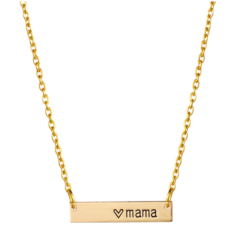 

Heart Mama Tiny Bar Necklace Mom Gift Mother's Day Birthday Gift Family Jewelry 2017 New, Silver