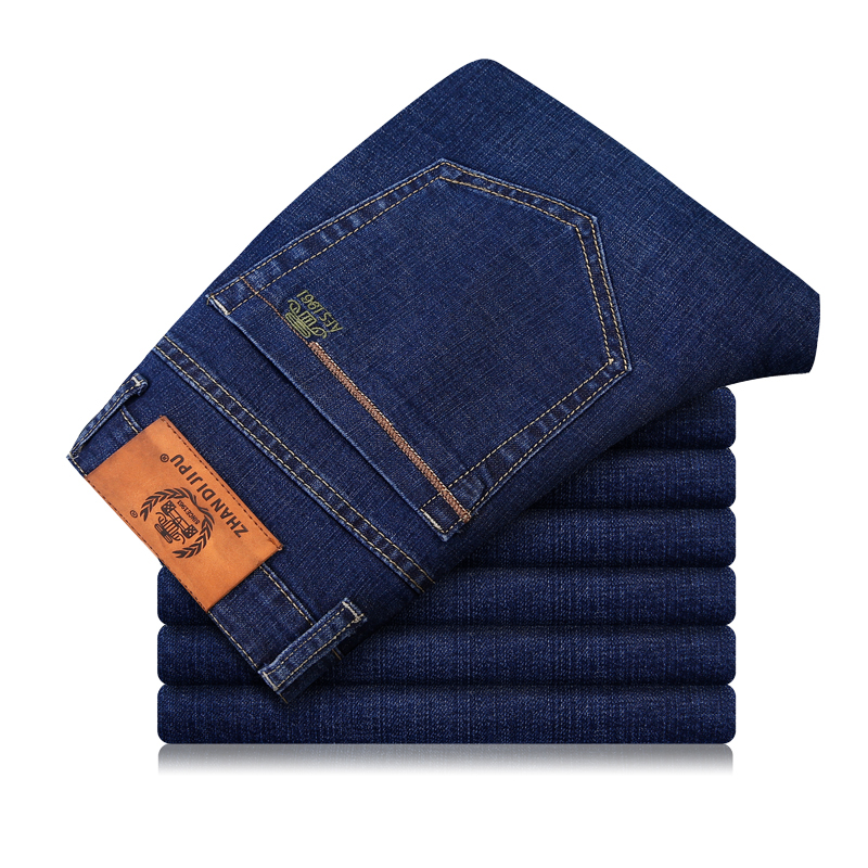 

2018 Middle-aged Men's Plus size -42 Casual Brand Autumn Winter Straight Denim Jeans Man Trouser long Elasticity Cowboy Pant, Blue