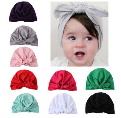 

New Europe US Baby Hats Bunny Ear Caps Turban Knot Head Wraps Infant Kids India Hats Ears Cover Childen Milk Silk Beanie 60 pcs, Multi