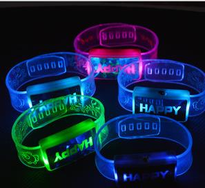 

Led Rave Toy Happy Word Flashing Wristband Glow Bangles Bands Jelly Bracelets 80s 80's Fancy Dress Kid Party Favors Presents LED Armband
