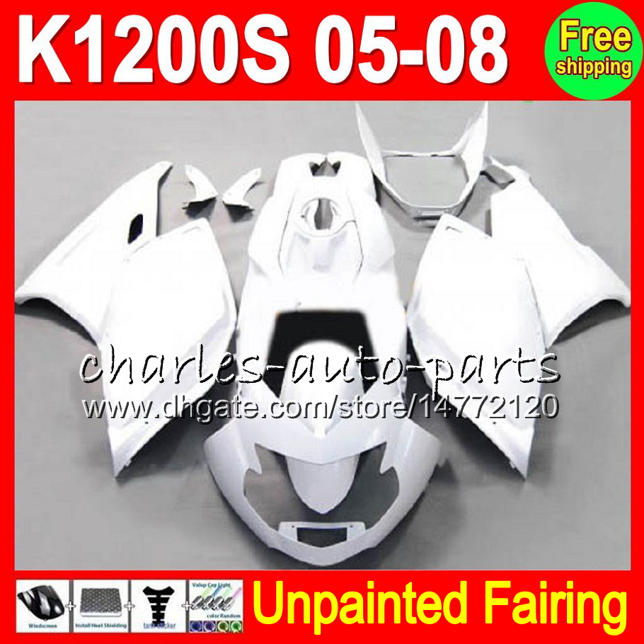 

8Gifts Unpainted Full Fairing Kit For OEM K1200S 05-08 K 1200S K 1200 S 05 08 K1200 S 05 06 07 08 2005 2006 2007 2008 Fairings Bodywork Body, White