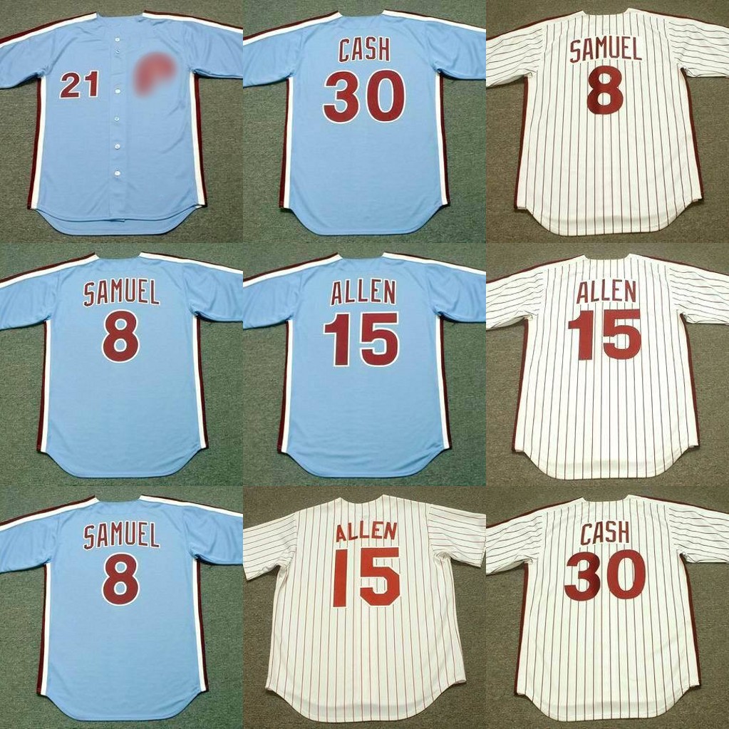 

Men 8 JUAN SAMUEL 15 RICHIE ALLEN 30 DAVE CASH 1976 Baseball Jersey