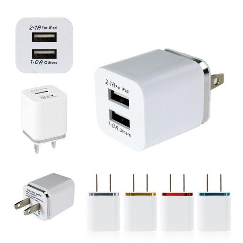 

Dual USB Wall Charger For Samsung S8 Note 8 Wall Charger 5V 2.1A Metal Travel Adapter US EU plug AC Power Adapter