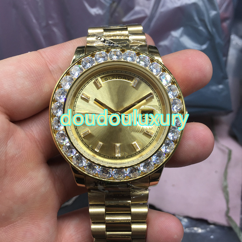 

Diamond men's fashion brand watch gold stainless steel waterproof business watches high quality automatic mechanical sports watch