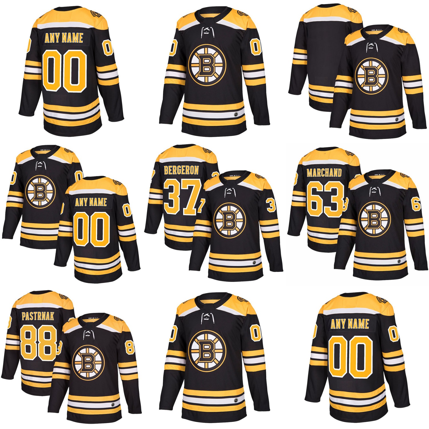 

2018 Men Women Kid Youth Custom Any Name & No Boston Bruins 63 Brad Marchand 88 David Pastrnak 40 Tuukka Rask Patrice Bergeron Hockey Jersey, Youth black s-xl