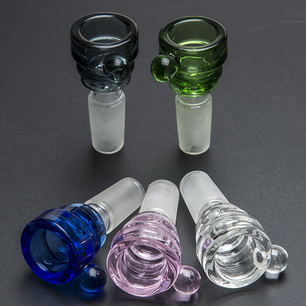 

Colorful Glass Bowl Herb Holder Smoking Accessories with handle 14mm/19mm male joint for Glass Bongs Water Pipes Dab Oil Rigs