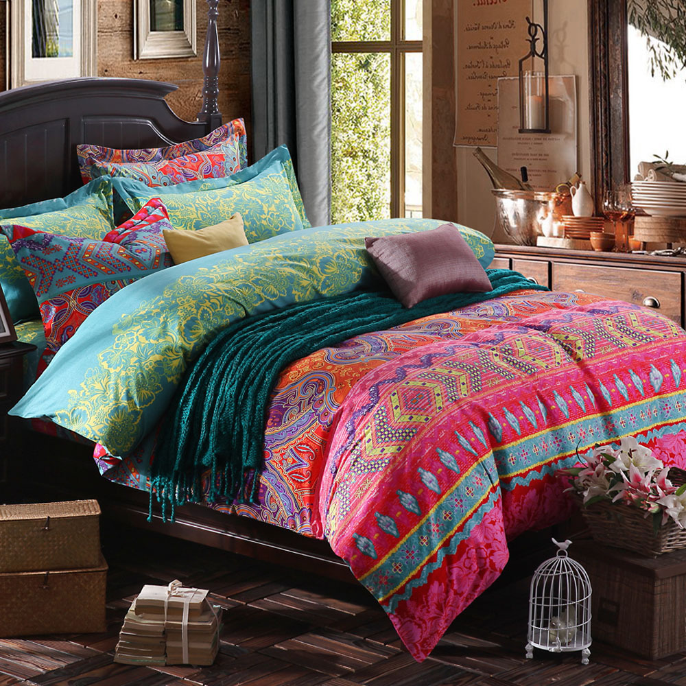Prajna Style ethnique bohème 3D couette ensembles de literie Mandala housse de couette ensemble taie d'oreiller roi reine taille linge de lit cou