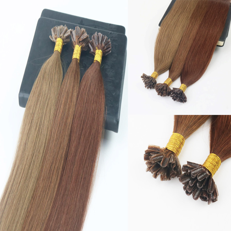 

Pure Color 14-30"100Strands 100/set Pre-bonded Remy Human Hair Extension Keratin Nail U tip Hair Extensions