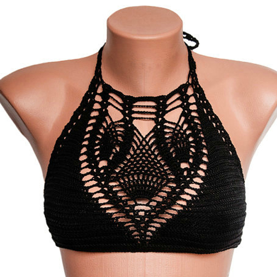 

Women Swimwear ,Crochet Bikini Top ,Sexy Bra , Girl Sexy Boho Crochet Beachwear Crop Top ,Swimsuit, Apricot