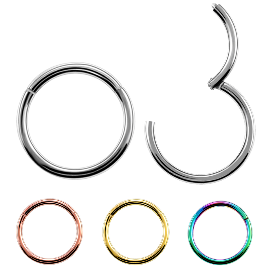 

New Arrival 1PC Steel 14g 16g 18g Hinged Septum Clicker Nose Hoop Rings Ear Tragus Lip Piercing Nose For Unisex Jewelry