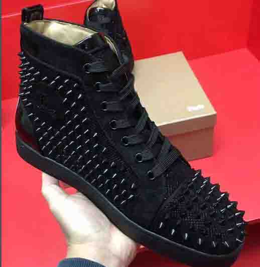 

WholesaleRed Bottom High Top Women,Men Shoes Spikes Sneakers Shoes,Luxury Designer Rivets Flat Walking Shoes,Dress Party Wedding 35-46