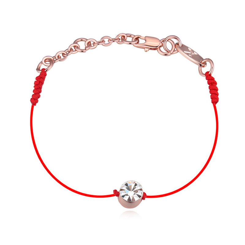 

Fashion Crystal From Swarovski Bracelets Thin Red Thread String Rope White gold plating Bangles For Women jewelry Christmas Gift