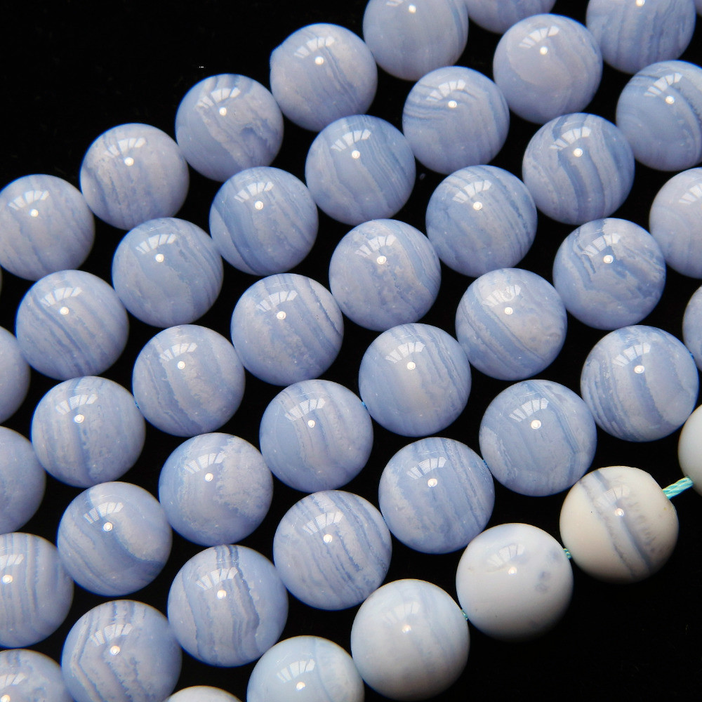 8mm Charme naturel Brésil bleu dentelle calcédoine ronde perles en vrac cadeau en gros pour la fabrication de bijoux conception bracelet à bricol