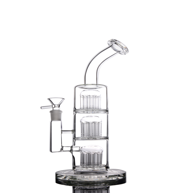 

Glass bongs triple chamber with arm tree percs water pipes glass bubbler dab rig hookahs 14mm joint