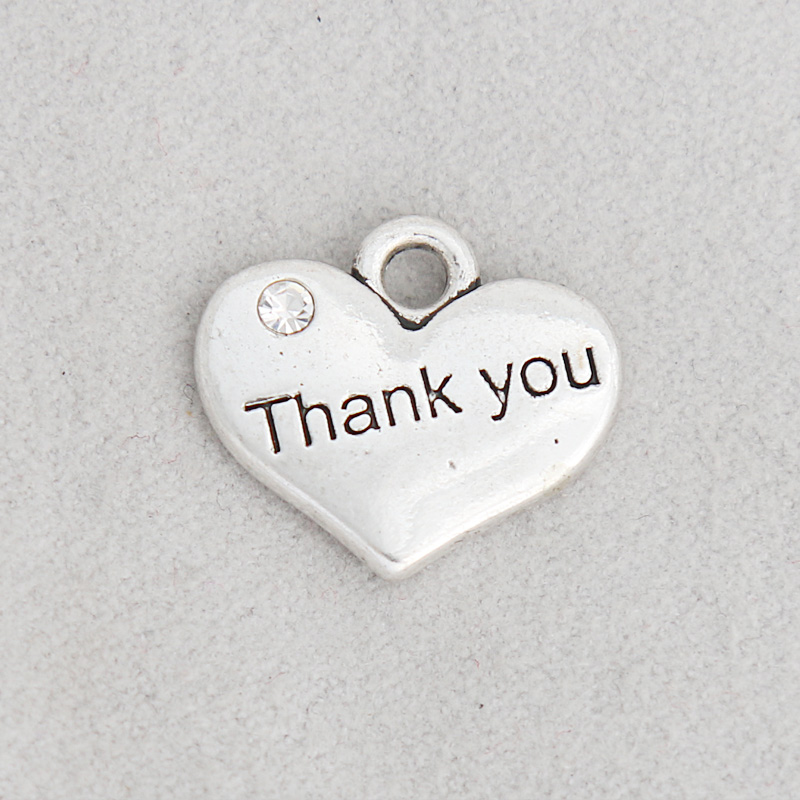 

Vintage Double Side Fashion Alloy Thank You Heart Shaped Message Letter Charms 15*17mm AAC1912