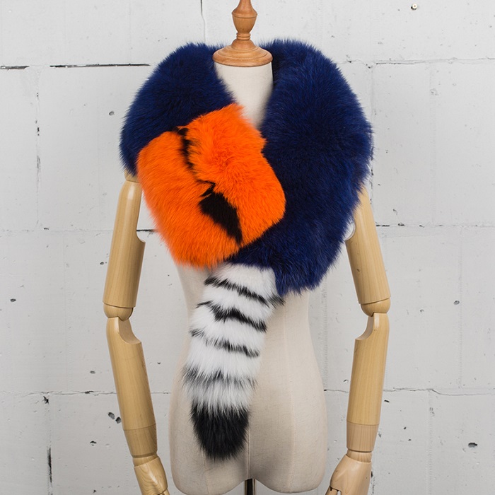 

Pudi women fox fur scarf winter shawl SF777, Black 2