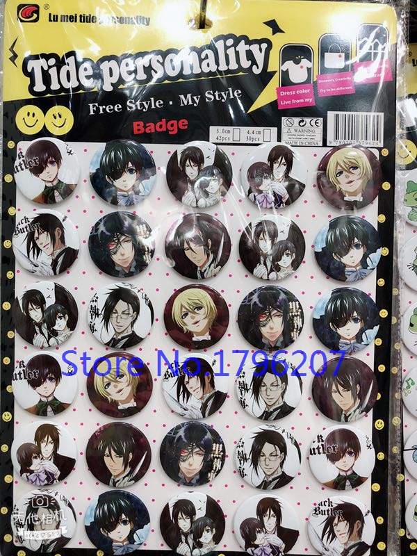 Wholesale 30pcs/set cartoon Japanese anime Button 44MM Round Brooch Badge Kids S-28-image-425282385