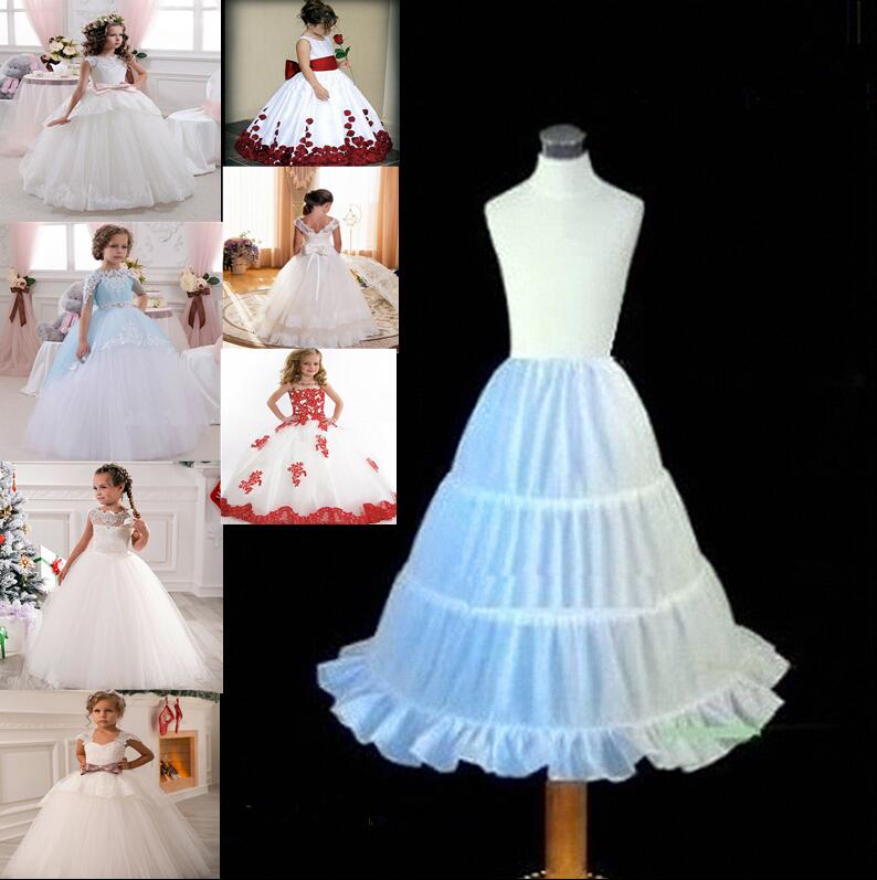 

Flower Girl Dress 3-Hoop A-Line Crinoline Petticoat Three Circle Hoops White Little Children Bustles Princess Slip Skirts Petticoat