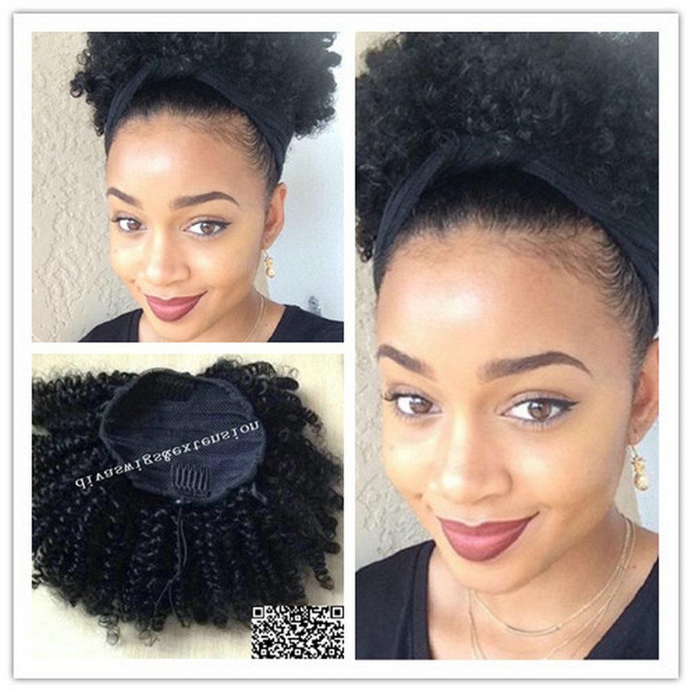 

100 Human hair ponytail hairpiece natural hair bun afro kinky curly puff drawstring ponytail clip hair extension 120g
