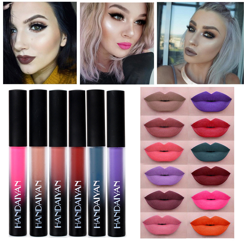 HANDAIYAN Makeup Lipstick Matte Velvet Lipquid Lipstick Comestic Nude Red Lip Gloss Waterproof long lasting Lip Tint Makeup-image-411546928