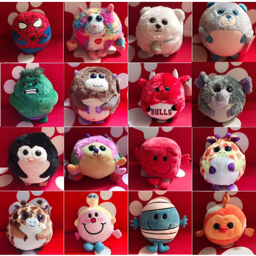 

TY Beanie Boos Plush Stuffed Toys Spherical Big Eyes Animals Soft Dolls 15cm Super Kawaii Anime Doll Gift for Kids, Mix colors