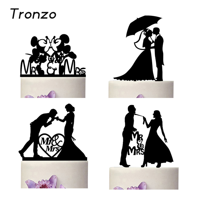 

Tronzo New Romantic Black Acrylic Cake Topper Mr Mrs Lover Cake Decorating Supplies For Wedding Decoration Valentine's Day