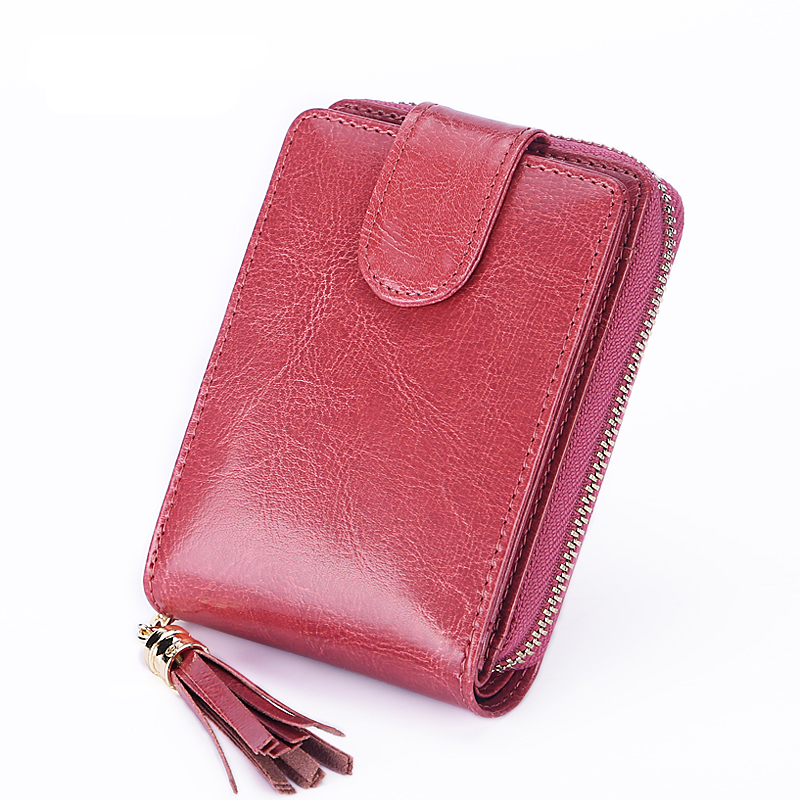 

New Men/Women Genuine Leather RFID Zipper Credit Card Holder Large Capacity Organizer Card Holder Hasp Travel Wallets, Brown;gray