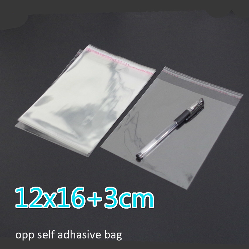 200pcs/lot Clear Resealable BOPP/Poly/ Cellophane Bag 12x16+3cm Transparent OPP gift Plastic packaging bags Self Adhesive Seal-image-415497833