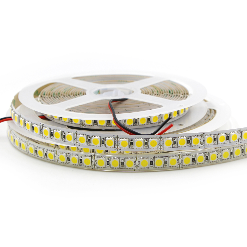 

5M LED Strip 5050 60leds/m 120LEDs/m Flexible LED Stripe tape string Lighting RGB Warm white DC 12V 24V 5050 high brightness