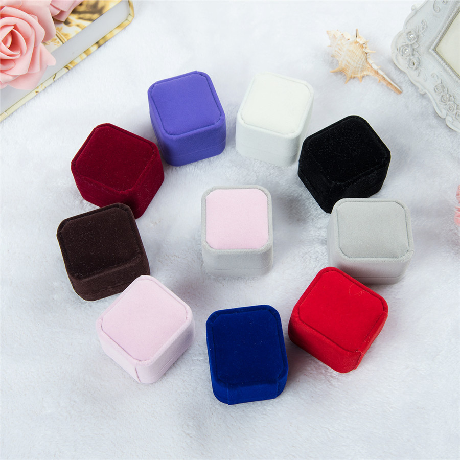 

10pcs Flannel High-end Jewelry boxes Velvet Earrings Ring Badge box good quality jewerly cases wedding ring box black blue grey multicolors